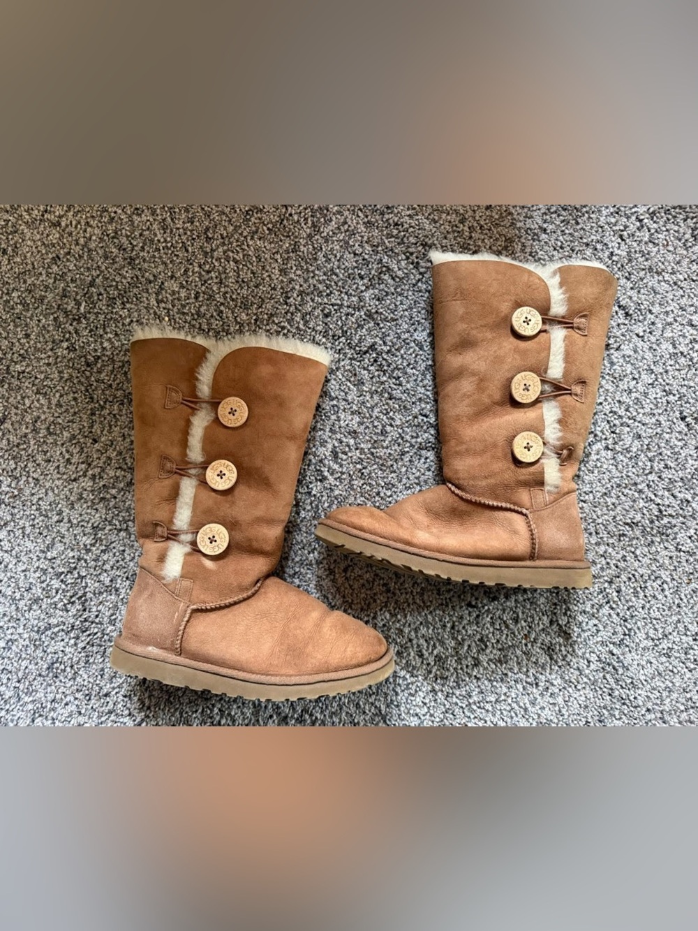 UGG Women's Triple-Button Shearling Boots in Chestnut